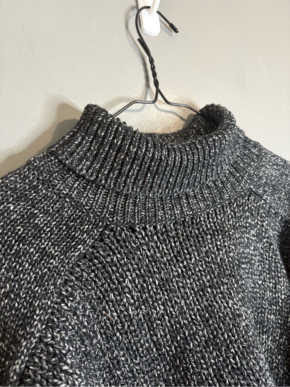 Zara Knit Black & White Marled Cropped Turtleneck Sweater Balloon Sleeve Size S - Picture 4 of 7